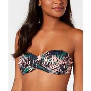 Bar III Womens Printed Twist Bandeau Bikini Top Size S